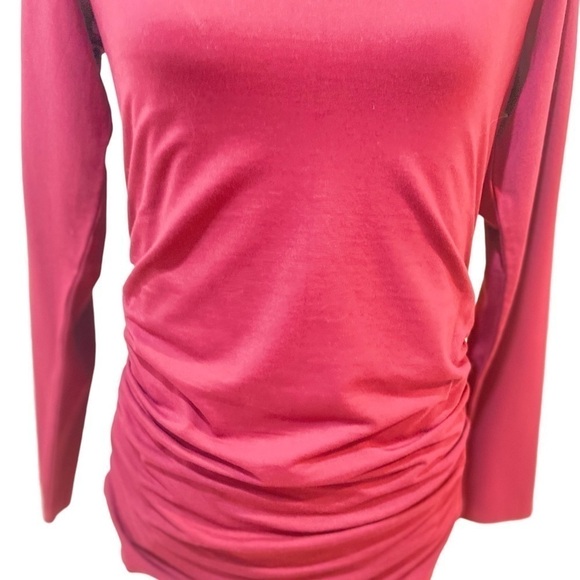 Talbots burgundy crew neck ruched draped long sleeve stretch top size small - Picture 5 of 11